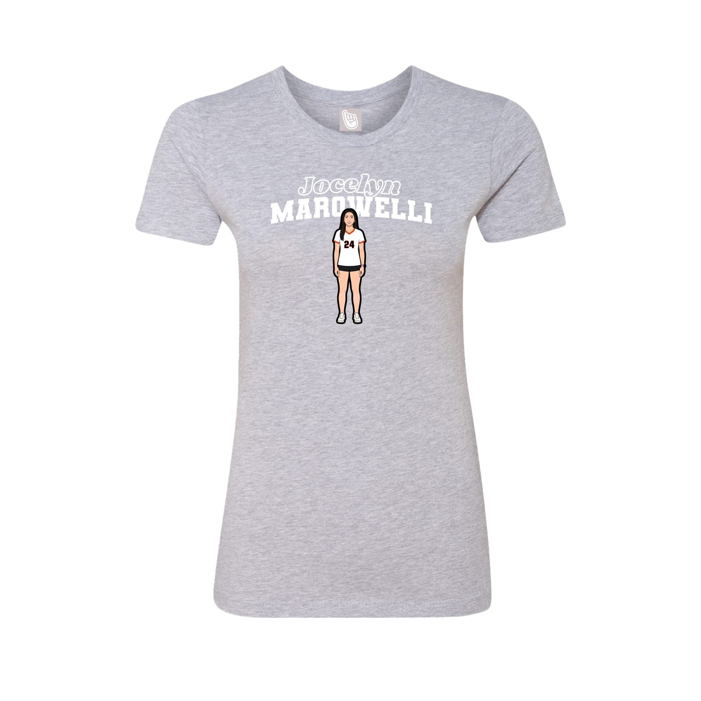 Fitted Women's Tee — Name Arch in Grey
