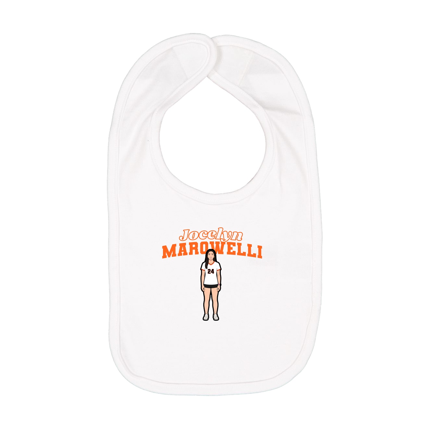 Infant Bib — Name Arch in White