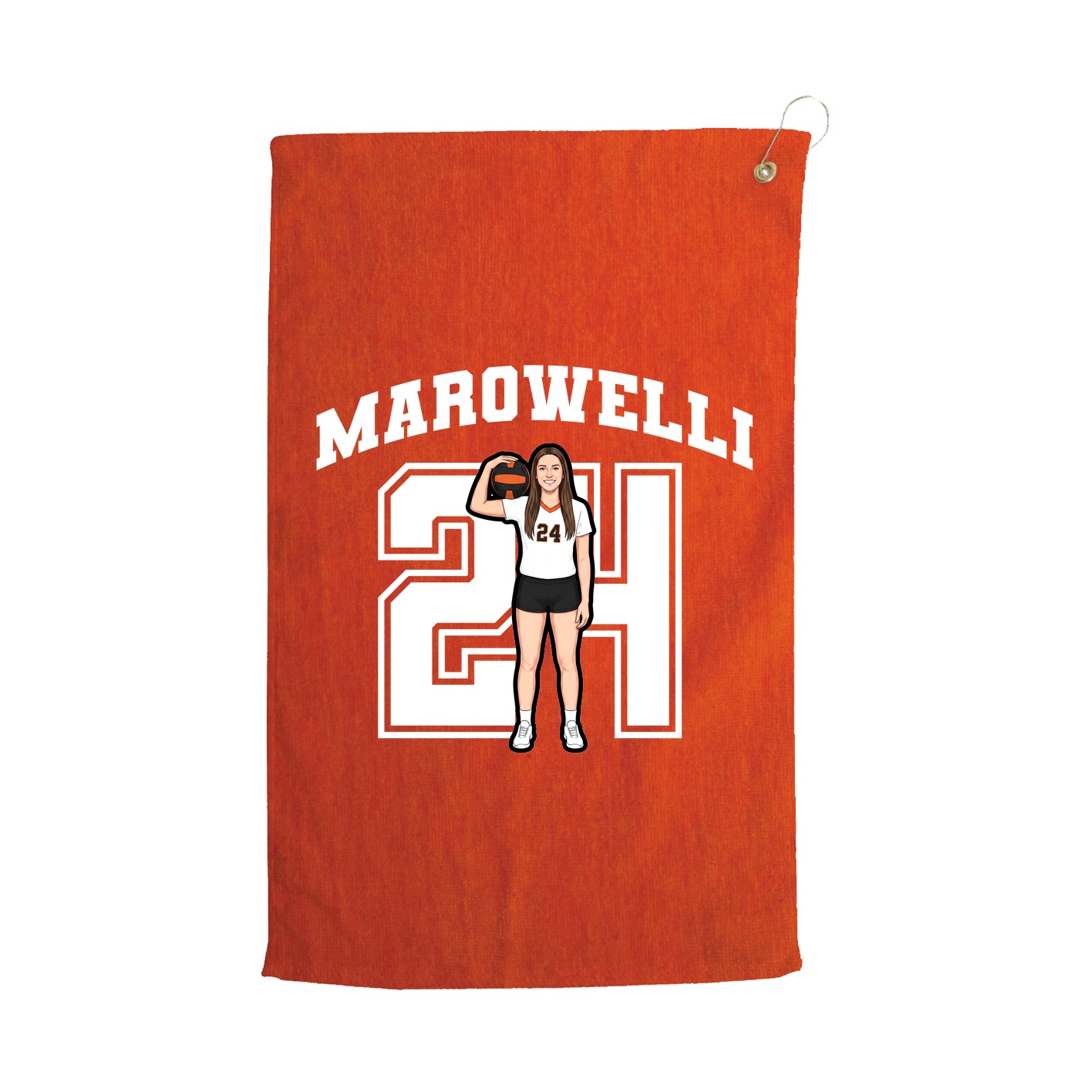 Golf Towel — Number in Orange