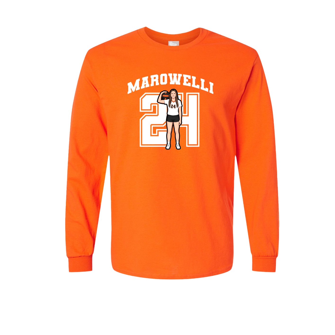 Long Sleeve Tee — Number in Orange