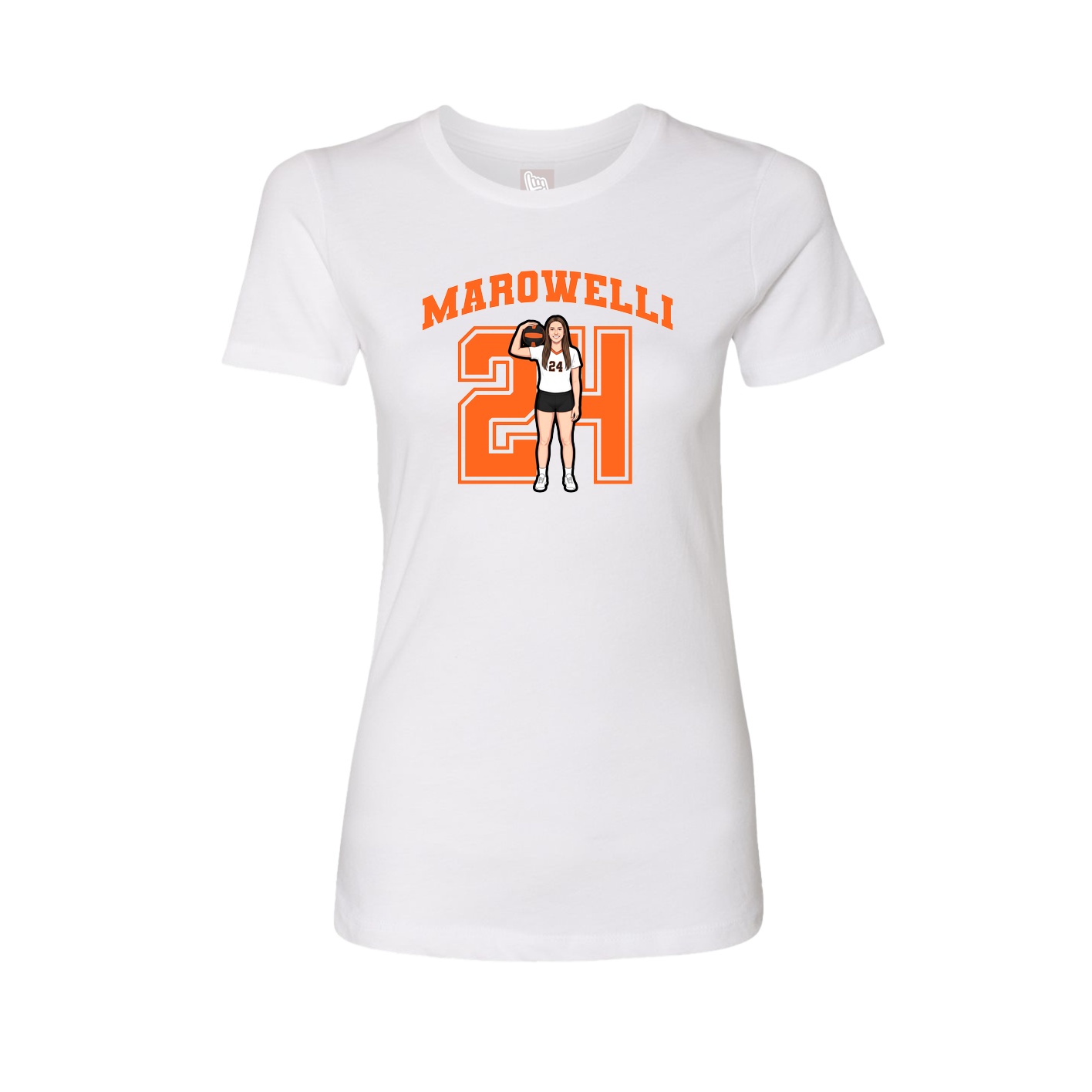 Fitted Women's Tee — Number in White