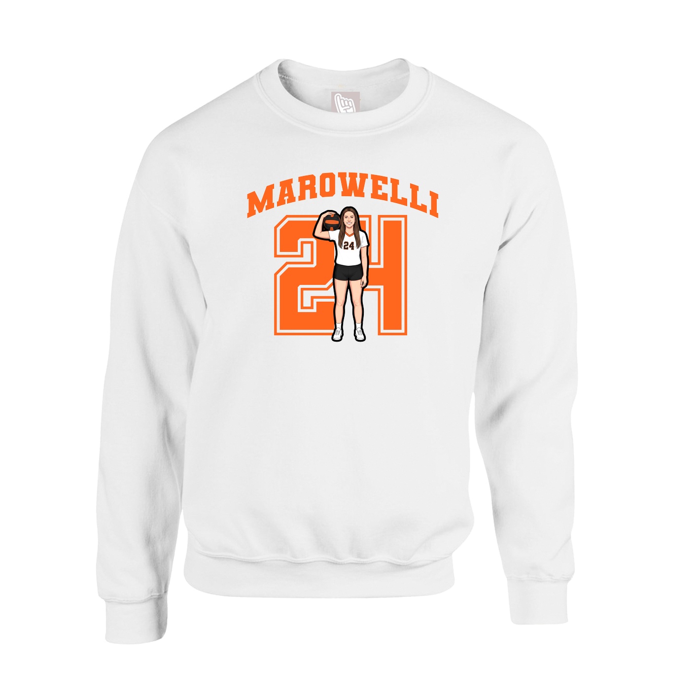 Fleece Crew — Number in White