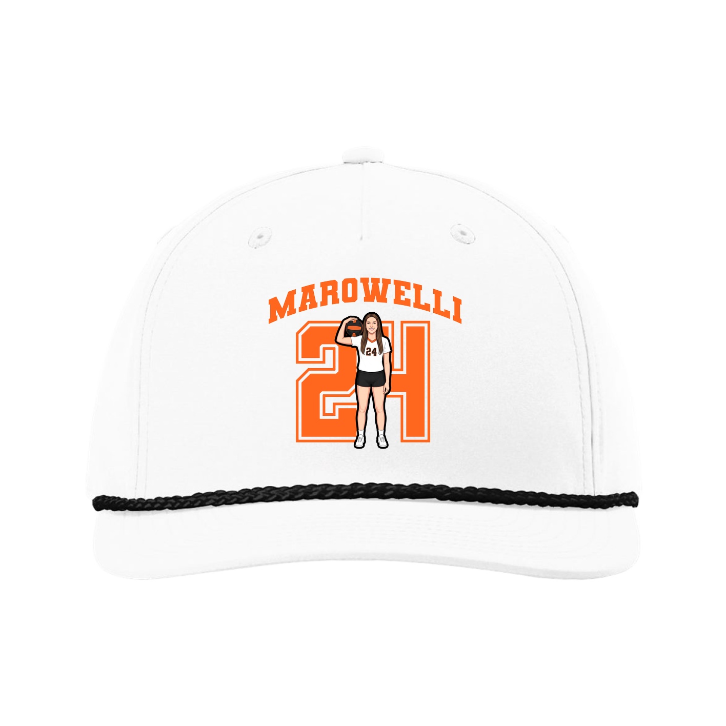 Five-Panel Classic Rope Cap — Number in White