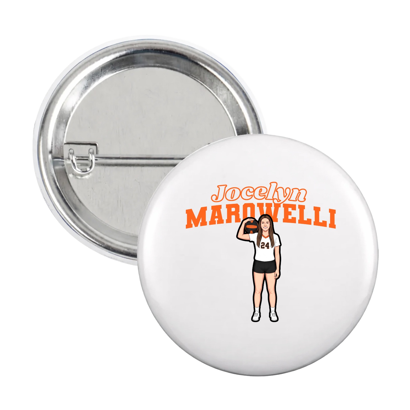 Game Day Button — Name Arch in White