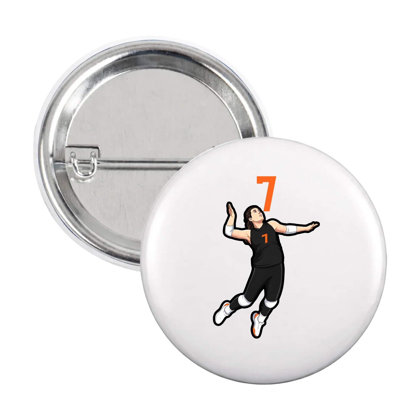 Game Day Button — Number Top in White