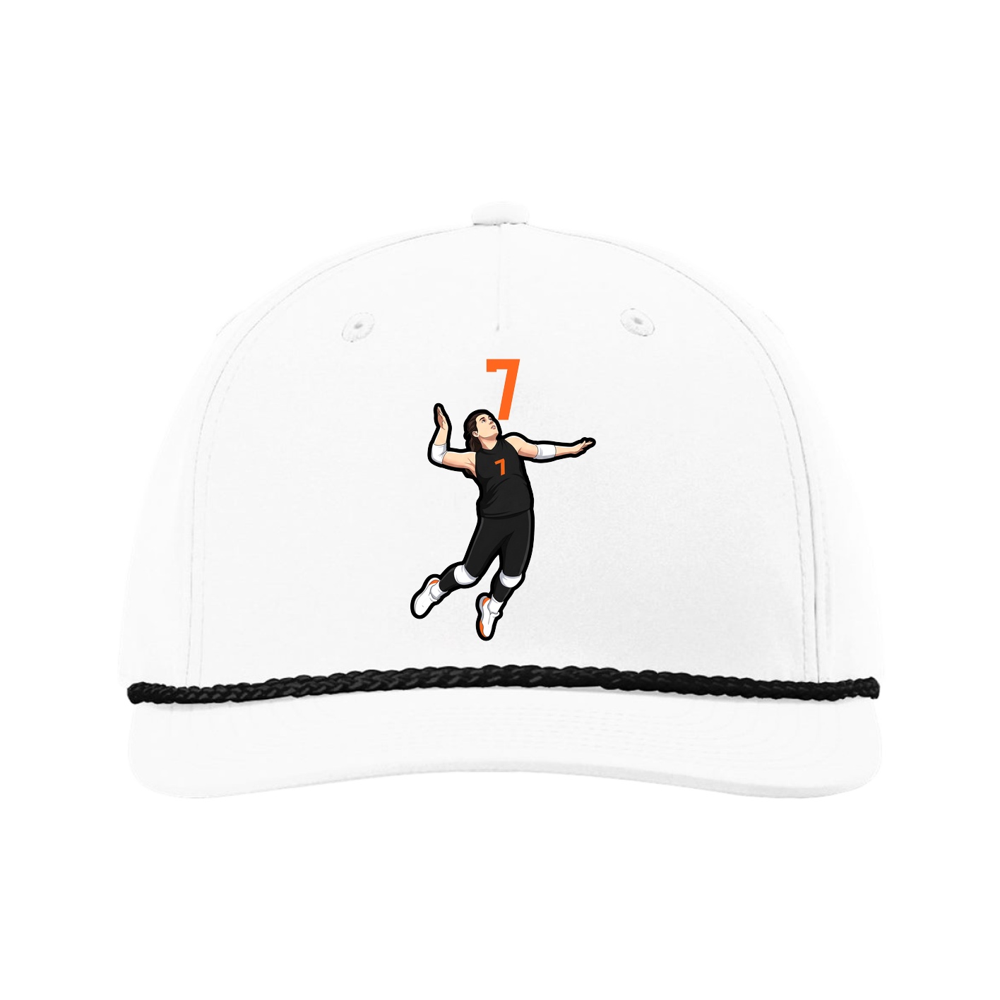 Five-Panel Classic Rope Cap — Number Top in White