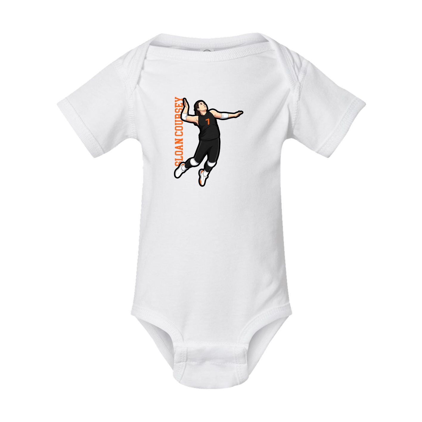 Baby Onesie — Name Vertical in White