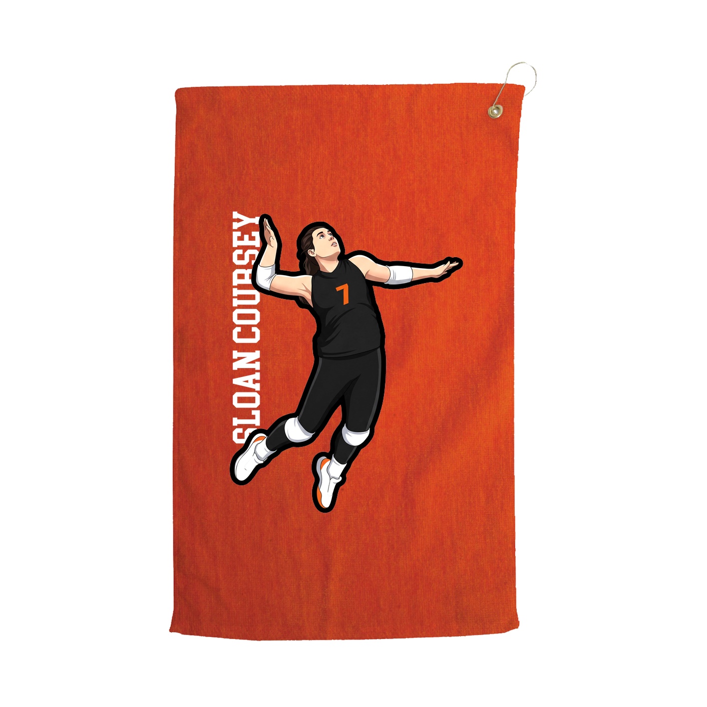 Golf Towel — Name Vertical in Orange