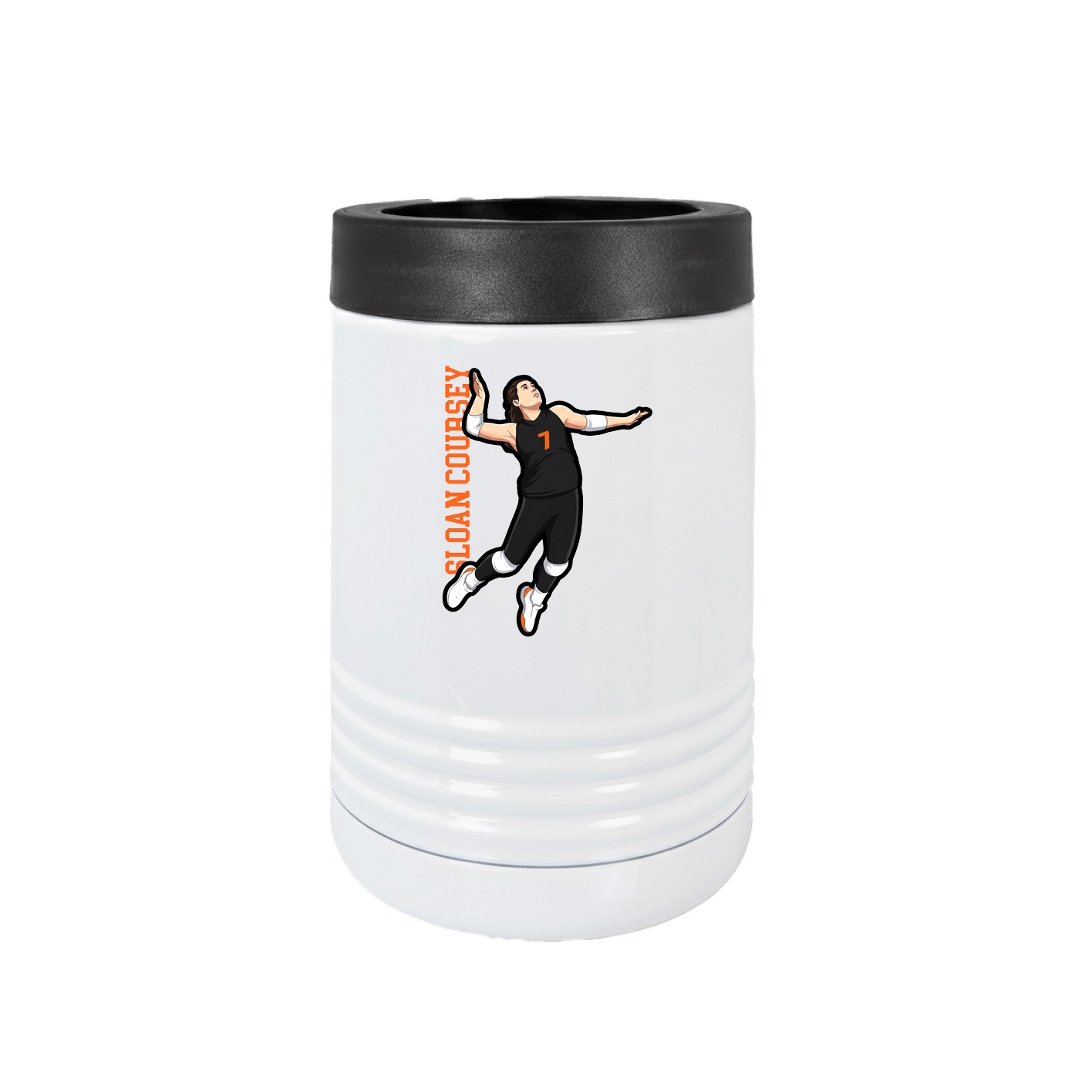 Beverage Holder — Name Vertical in White