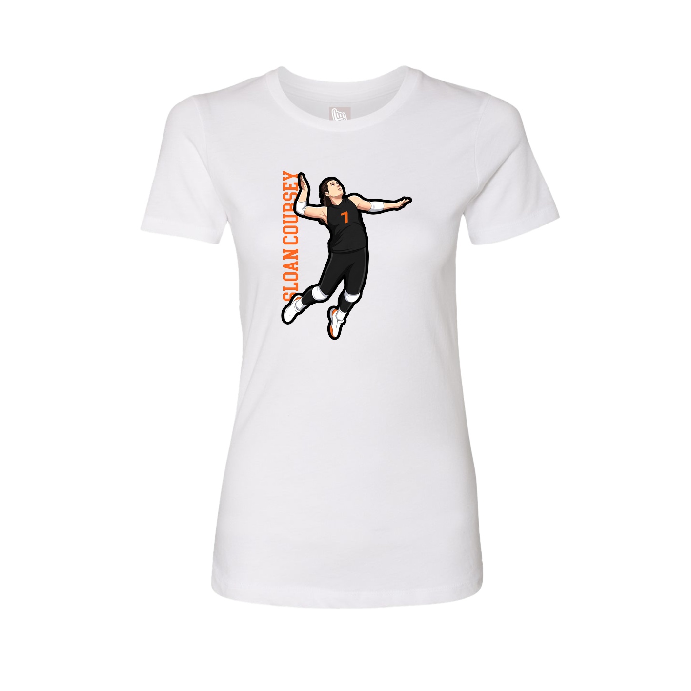 Fitted Women's Tee — Name Vertical in White