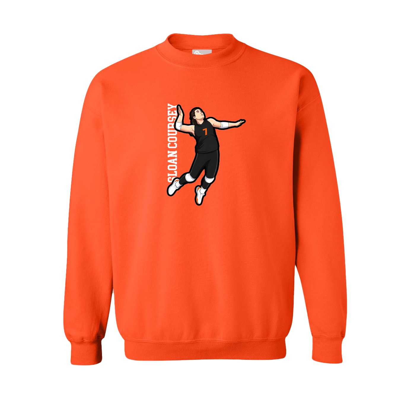 Fleece Crew — Name Vertical in Orange