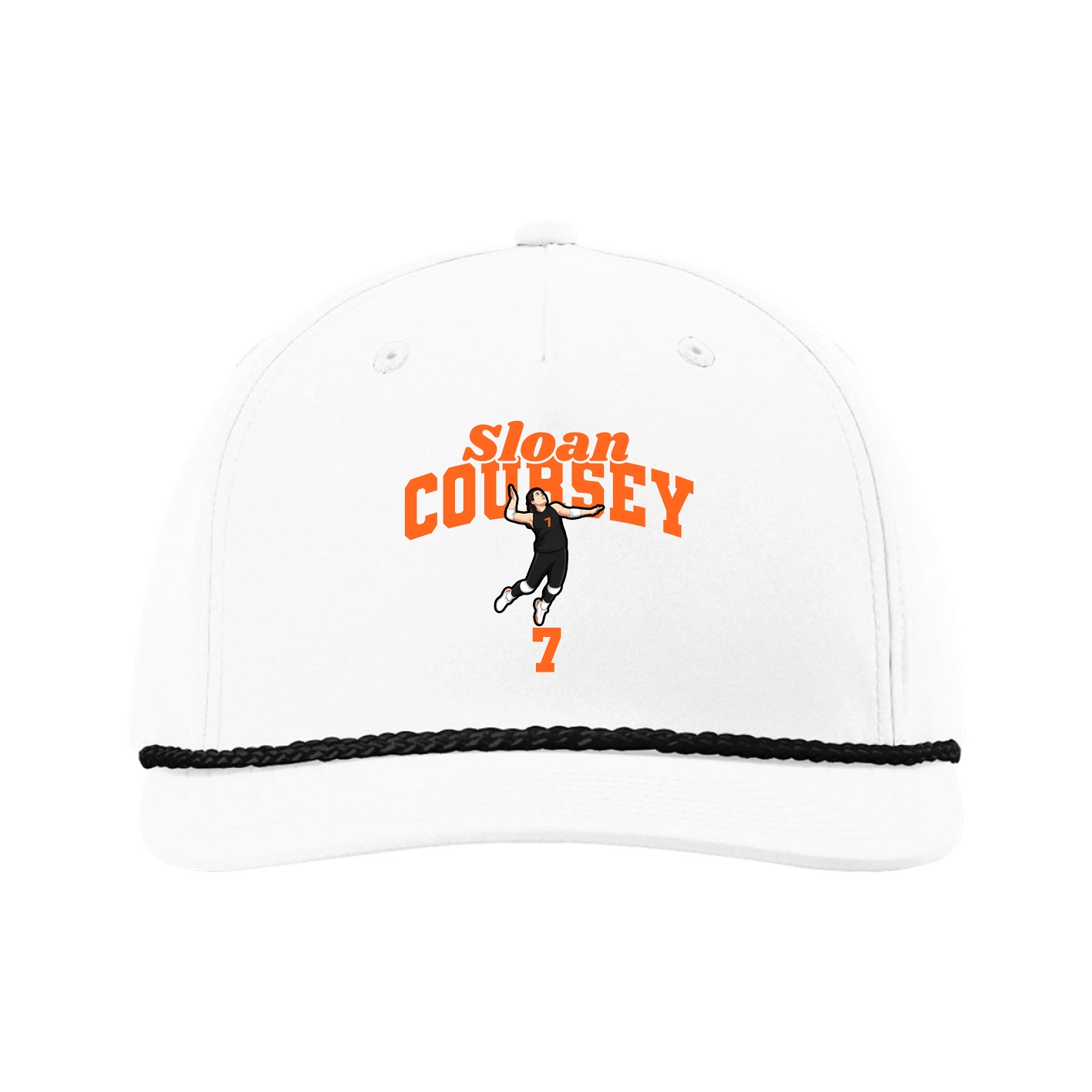 Five-Panel Classic Rope Cap — Signature Arch in White