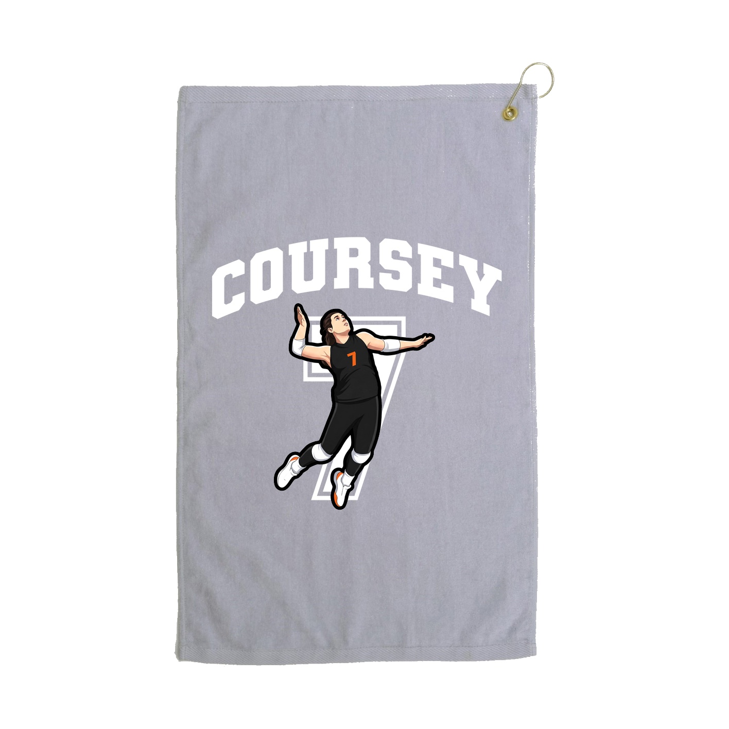 Golf Towel — Number in Grey