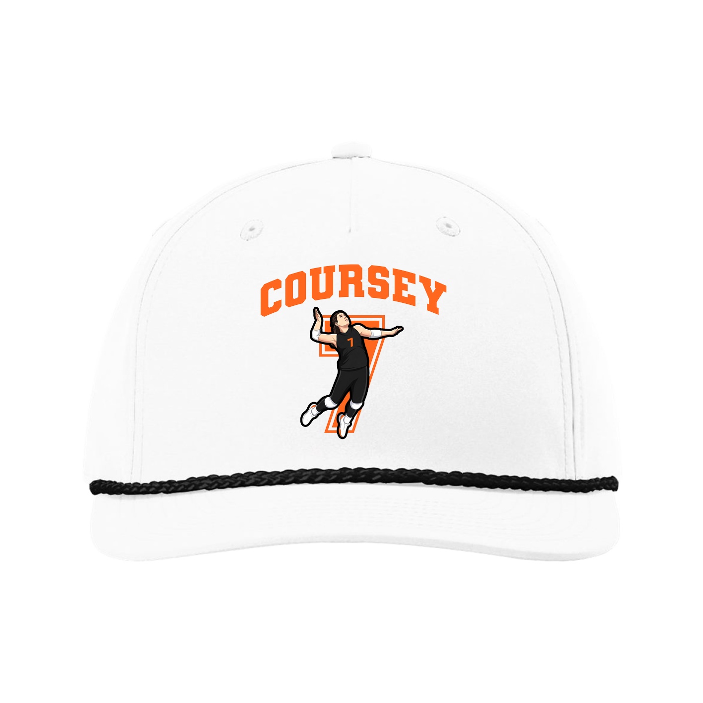 Five-Panel Classic Rope Cap — Number in White