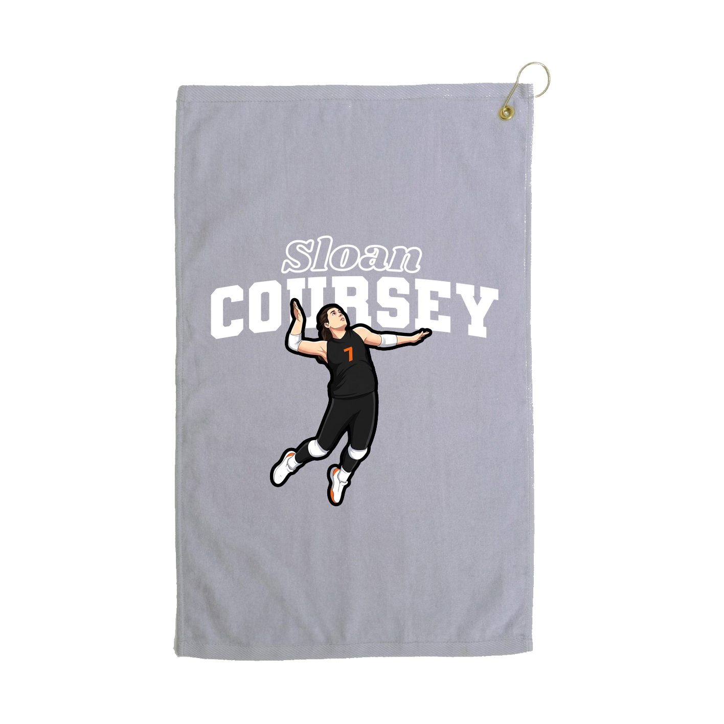 Golf Towel — Name Arch in Grey