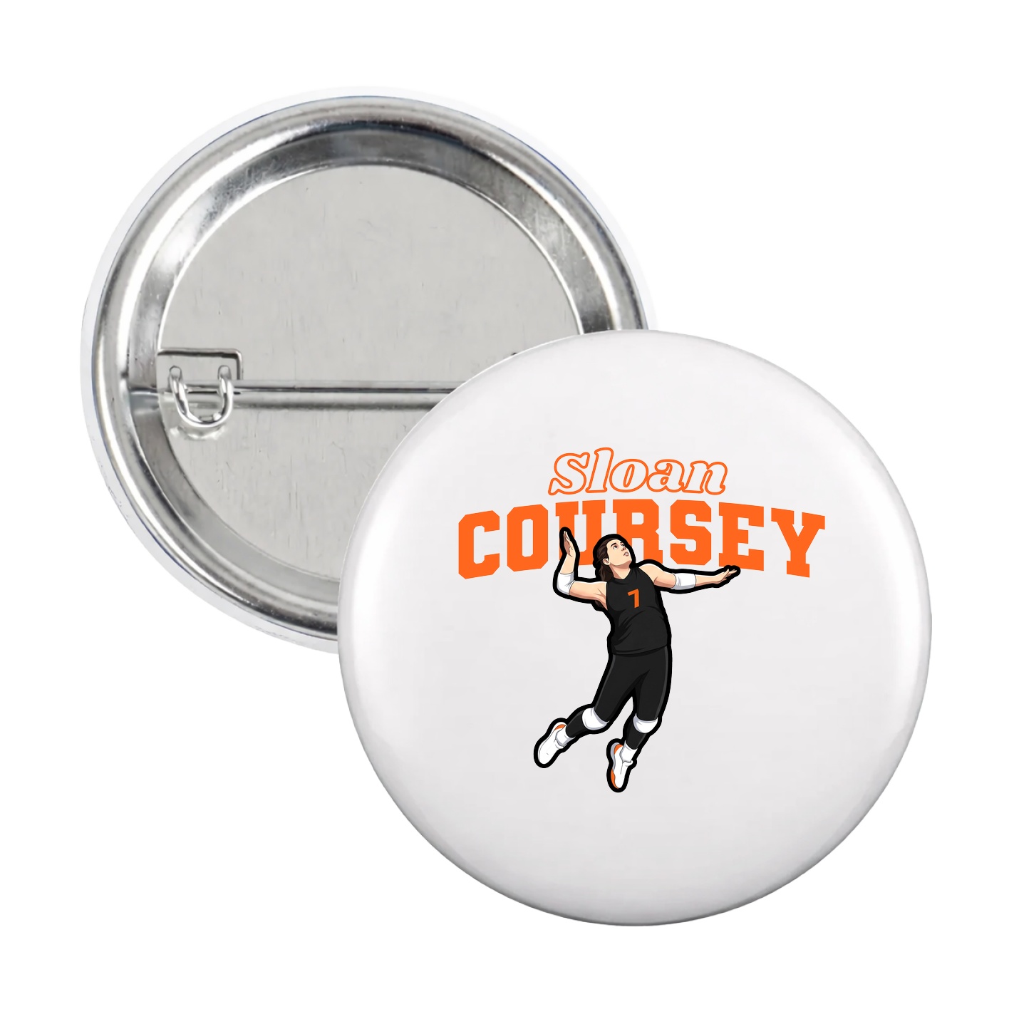 Game Day Button — Name Arch in White