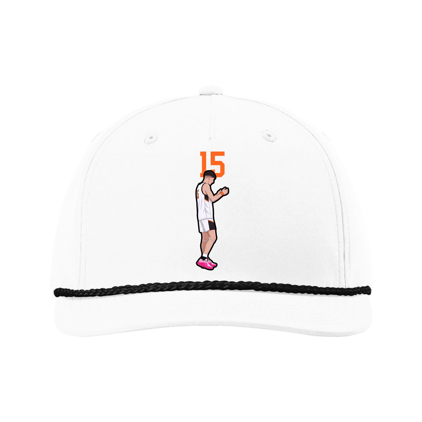 Five-Panel Classic Rope Cap — Number Top in White