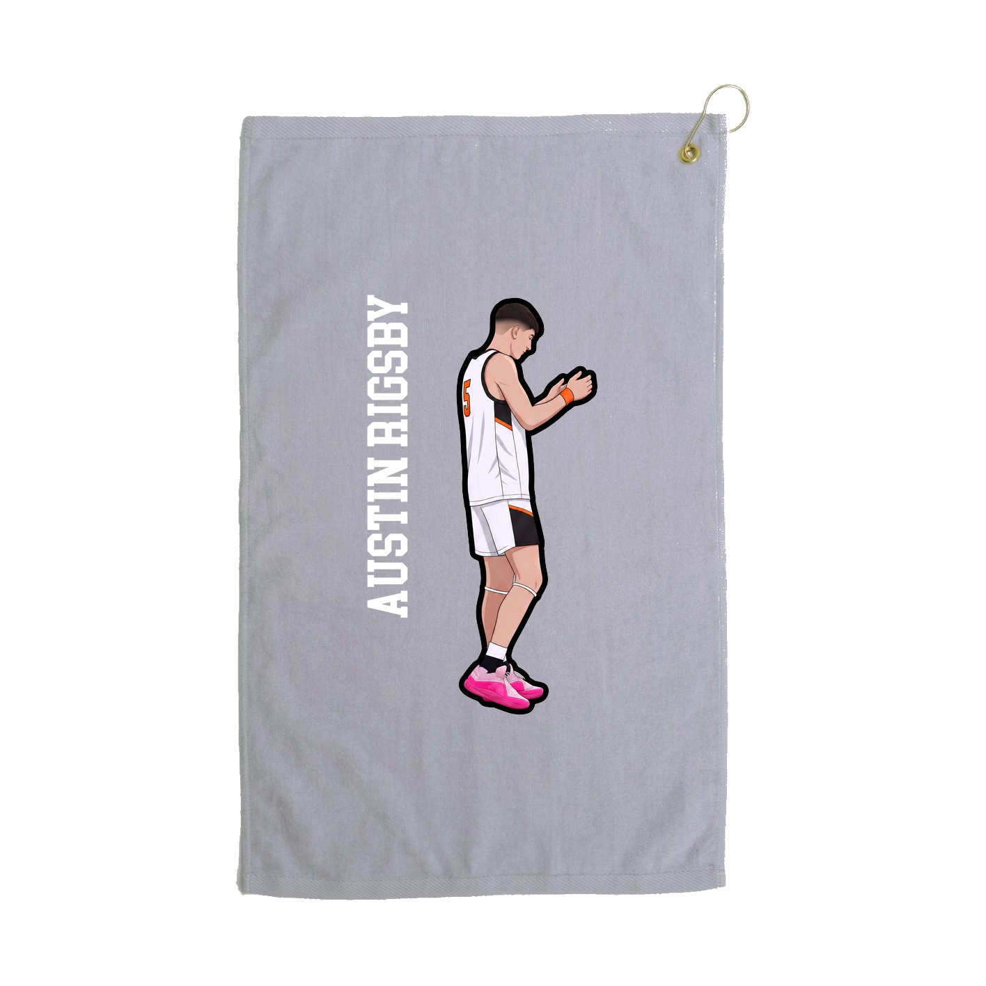 Golf Towel — Name Vertical in Grey