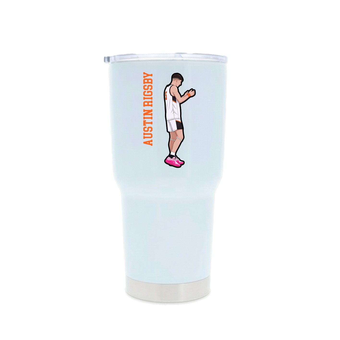 30oz Stainless Steel Tumbler — Name Vertical in White