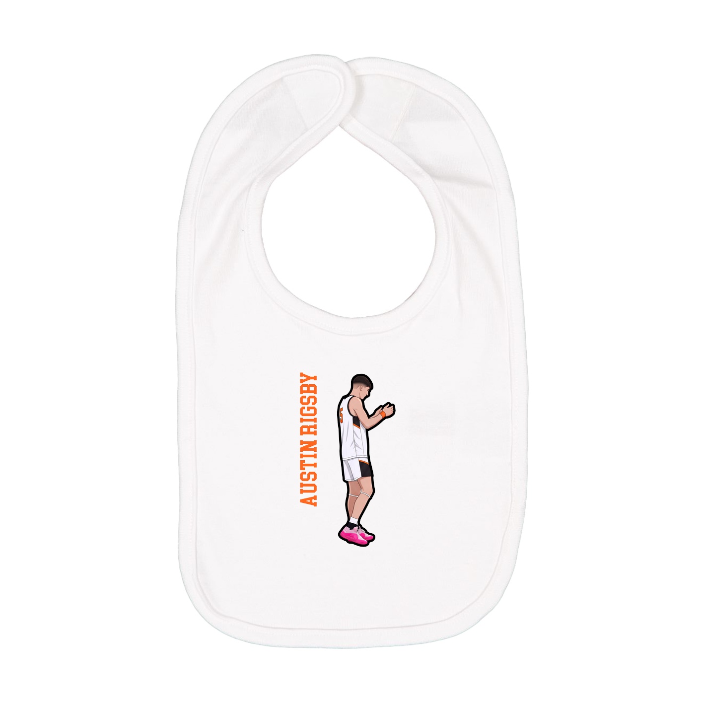 Infant Bib — Name Vertical in White