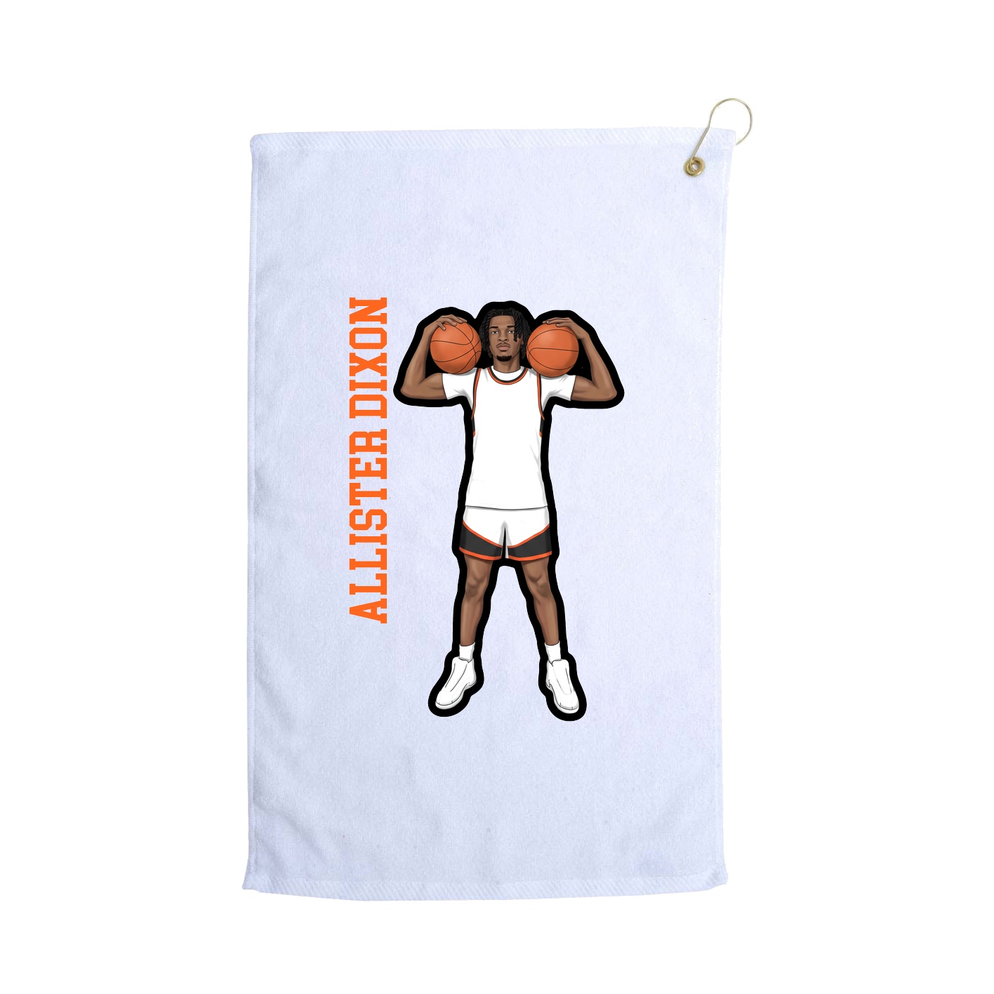 Golf Towel — Name Vertical in White
