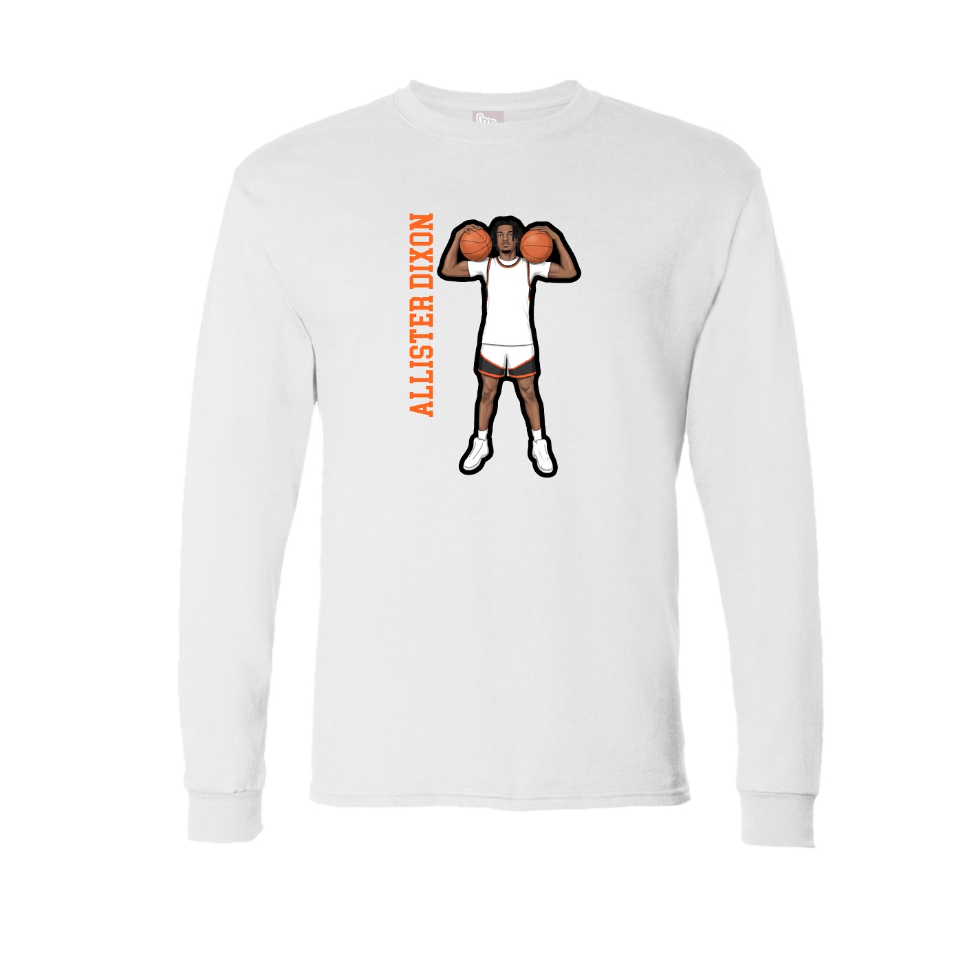 Long Sleeve Tee — Name Vertical in White