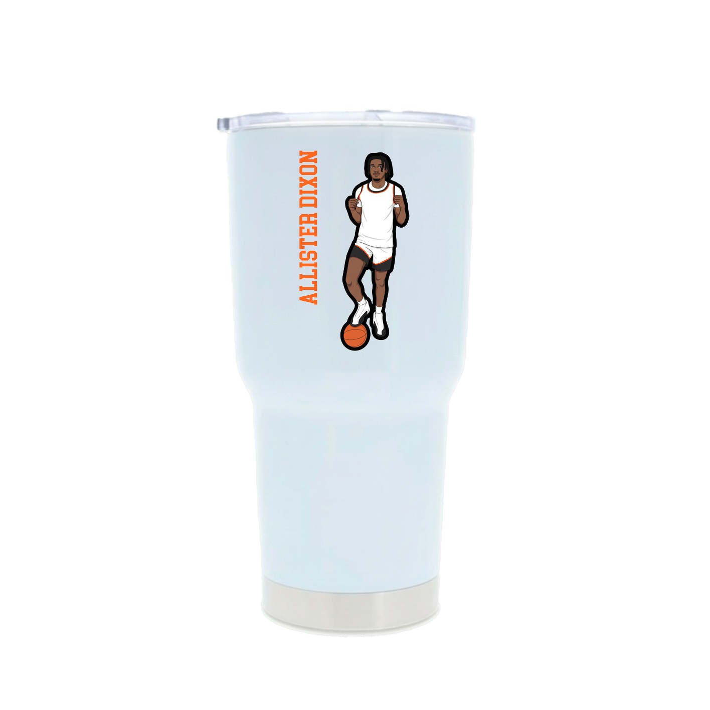 30oz Stainless Steel Tumbler — Name Vertical in White