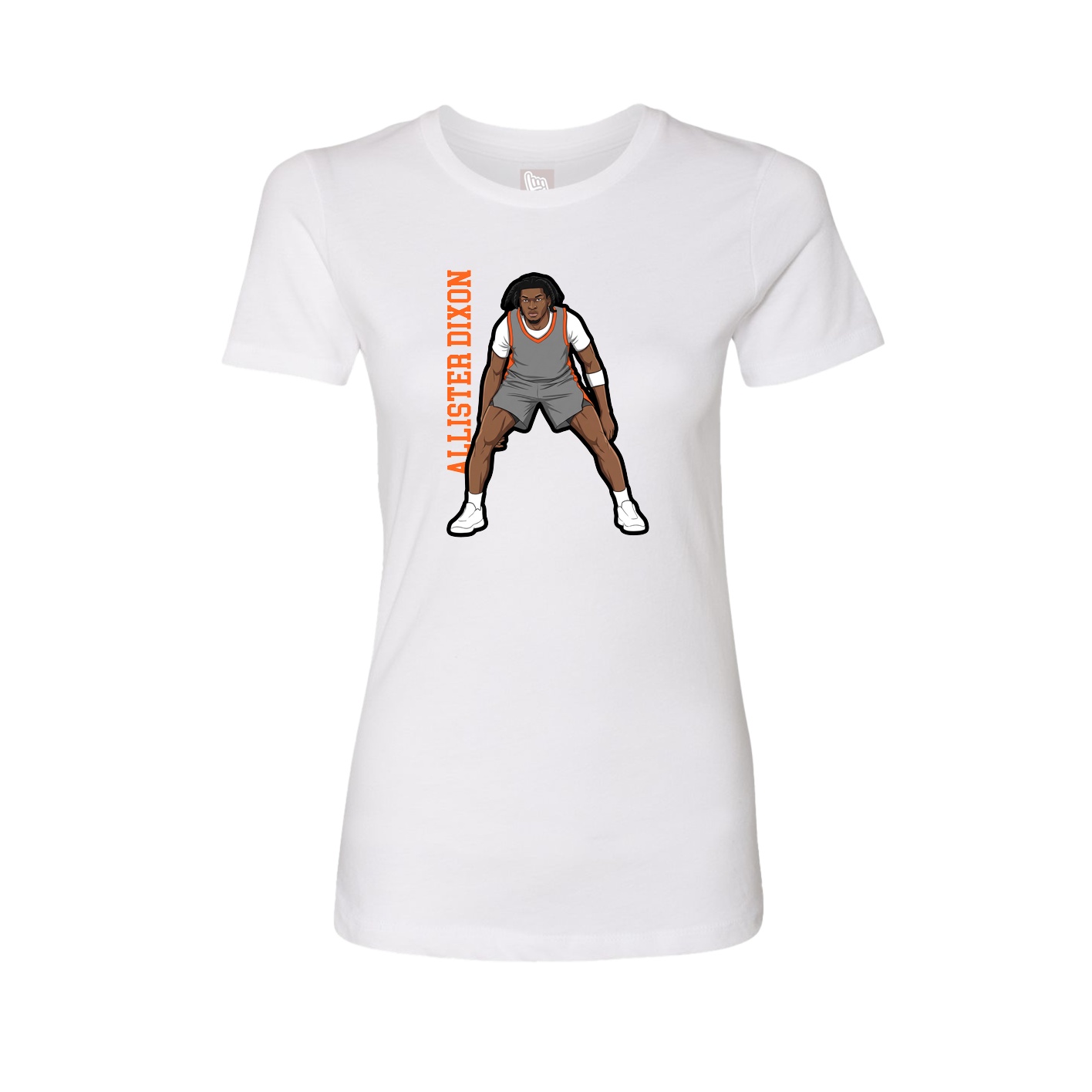 Fitted Women's Tee — Name Vertical in White