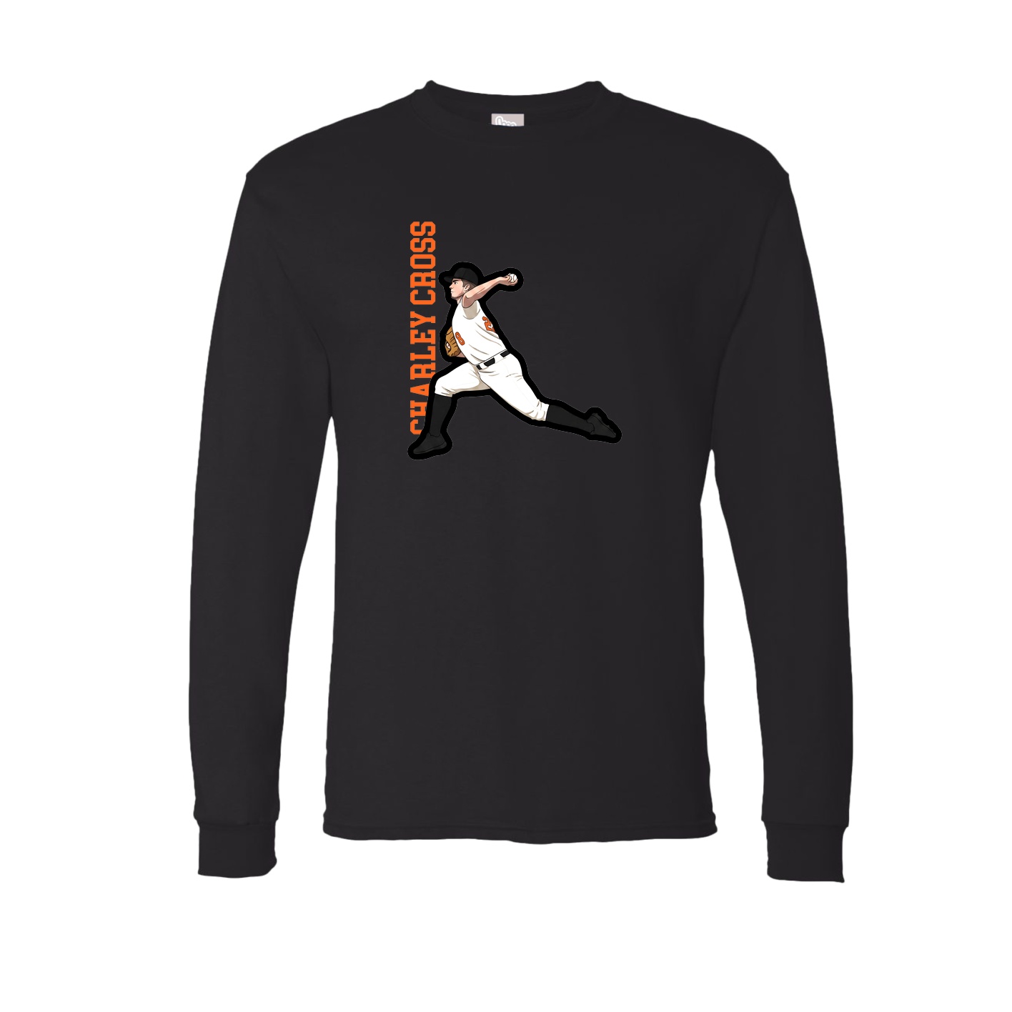 Long Sleeve Tee — Name Vertical in Black