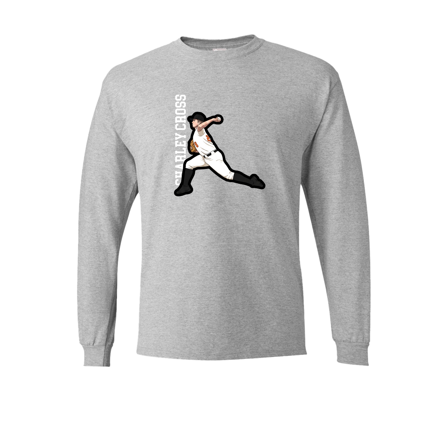 Long Sleeve Tee — Name Vertical in Grey