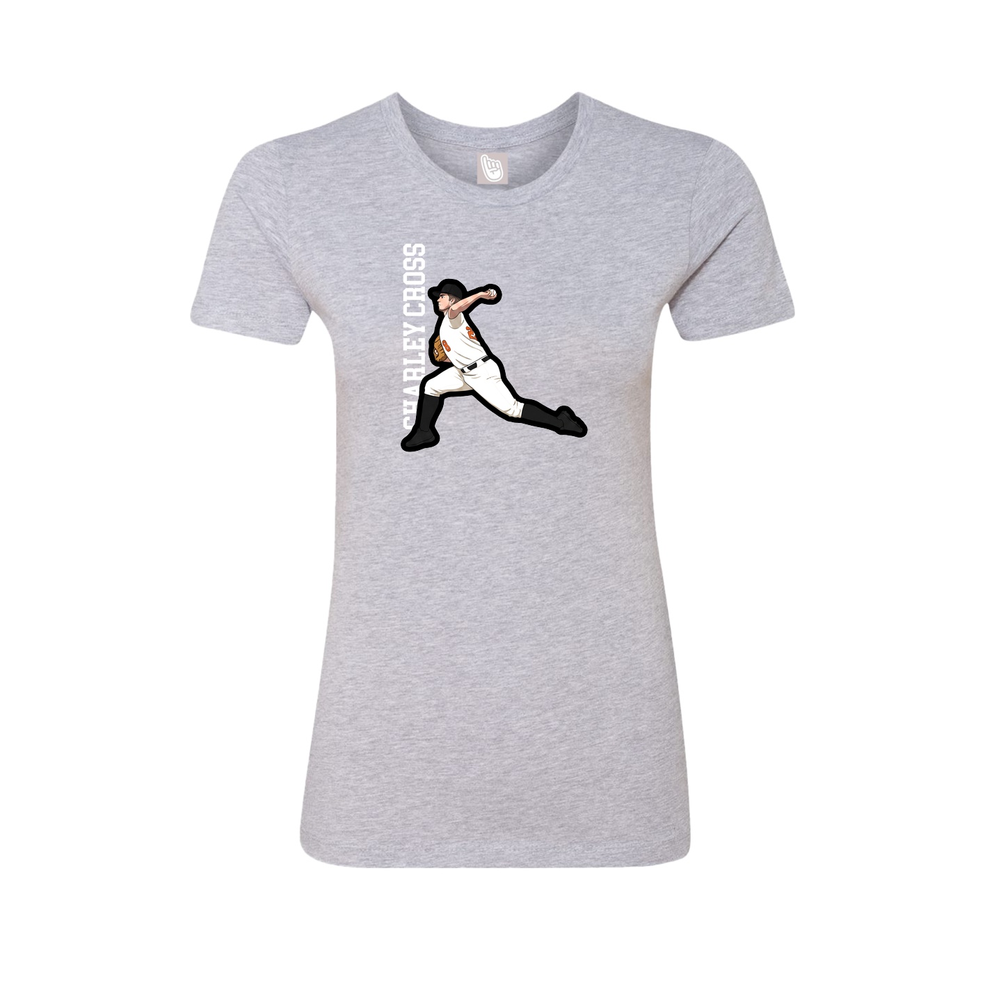 Womens Tee — Name Vertical in Grey