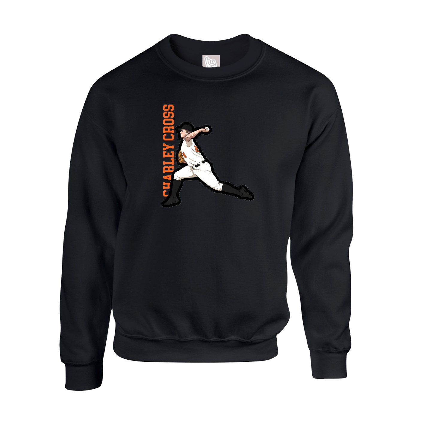 Fleece Crew — Name Vertical in Black