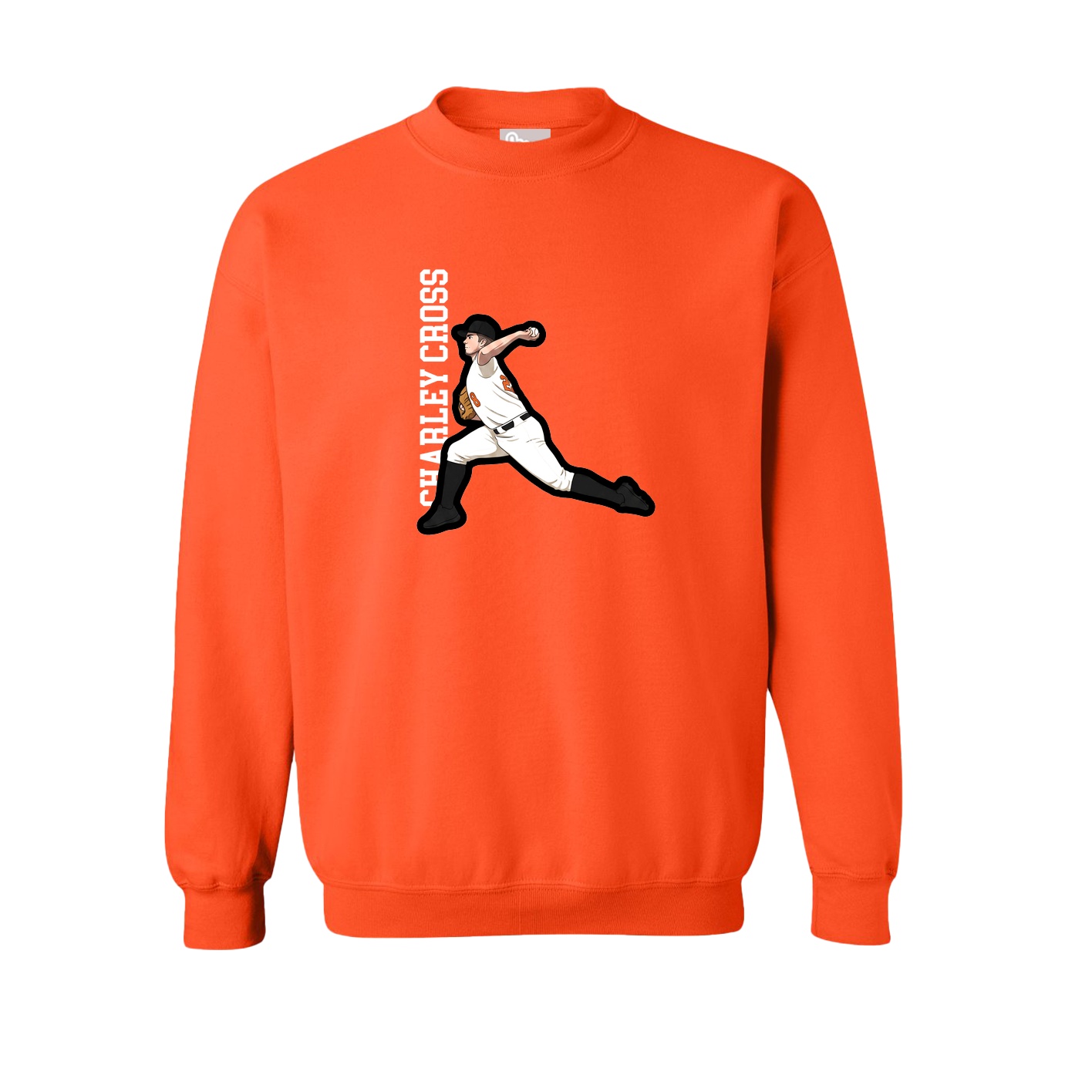 Fleece Crew — Name Vertical in Orange
