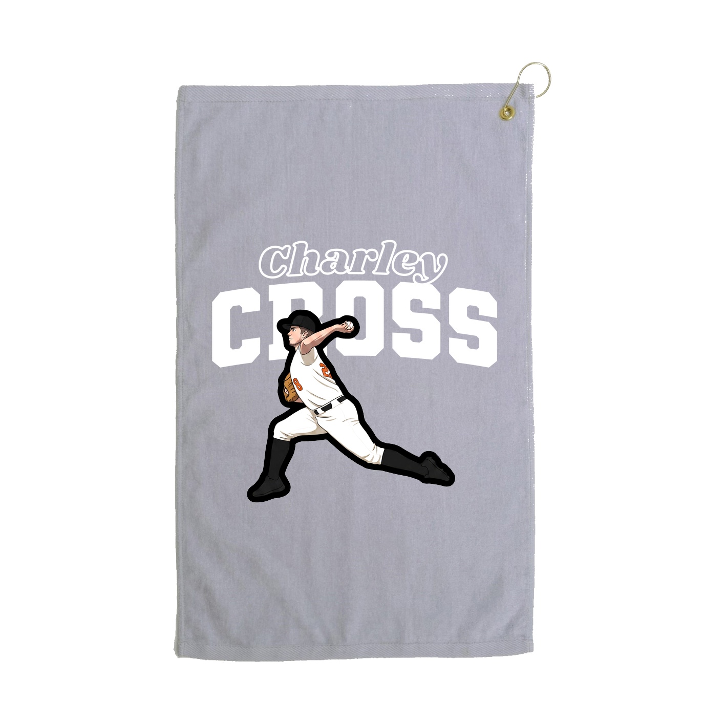 Golf Towel — Name Arch in Grey