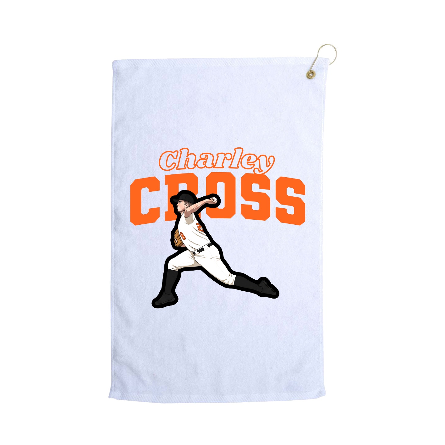 Golf Towel — Name Arch in White