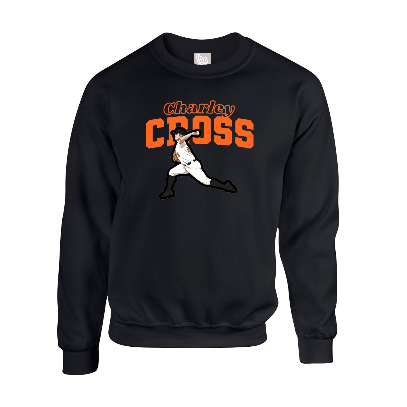 Fleece Crew — Name Arch in Black