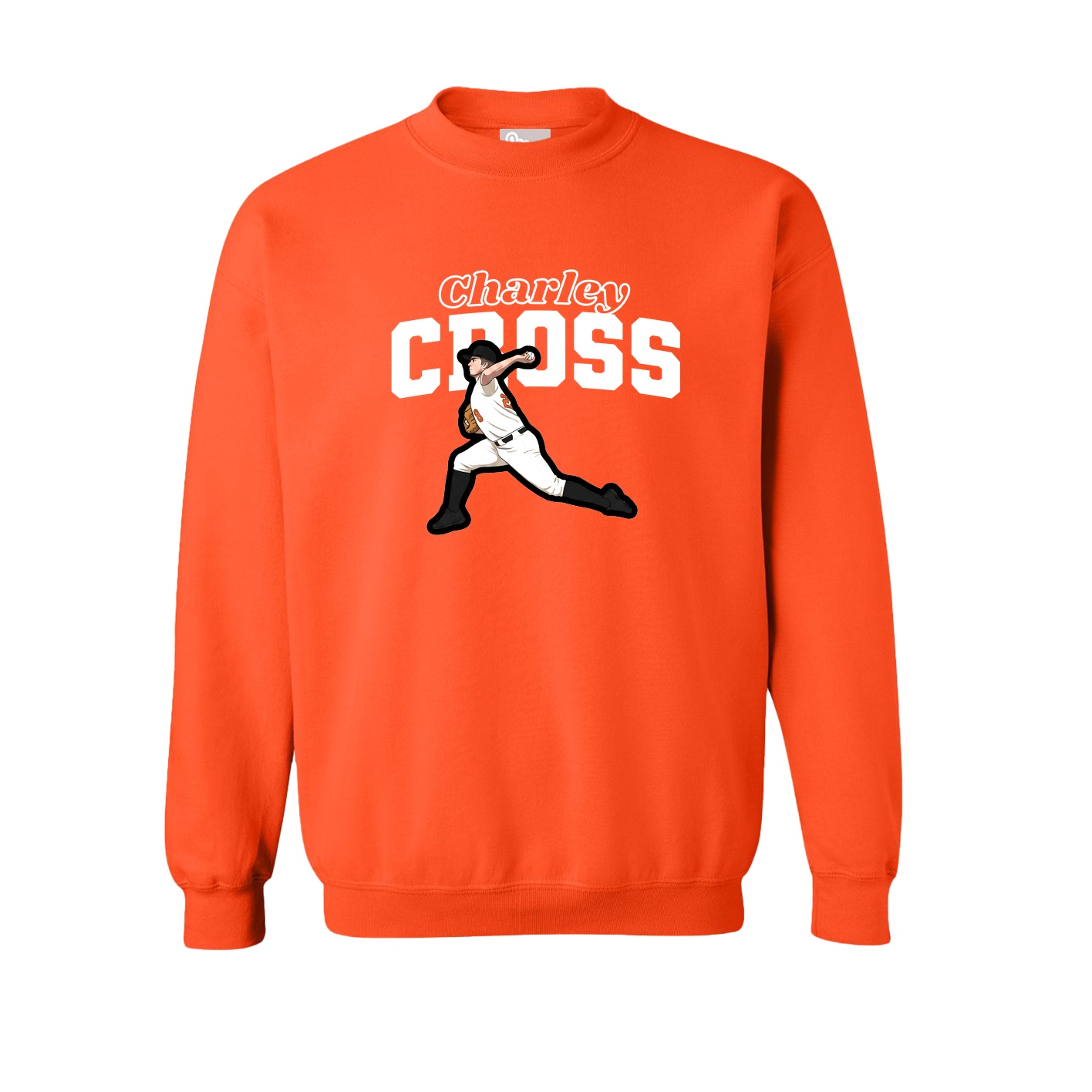 Fleece Crew — Name Arch in Orange