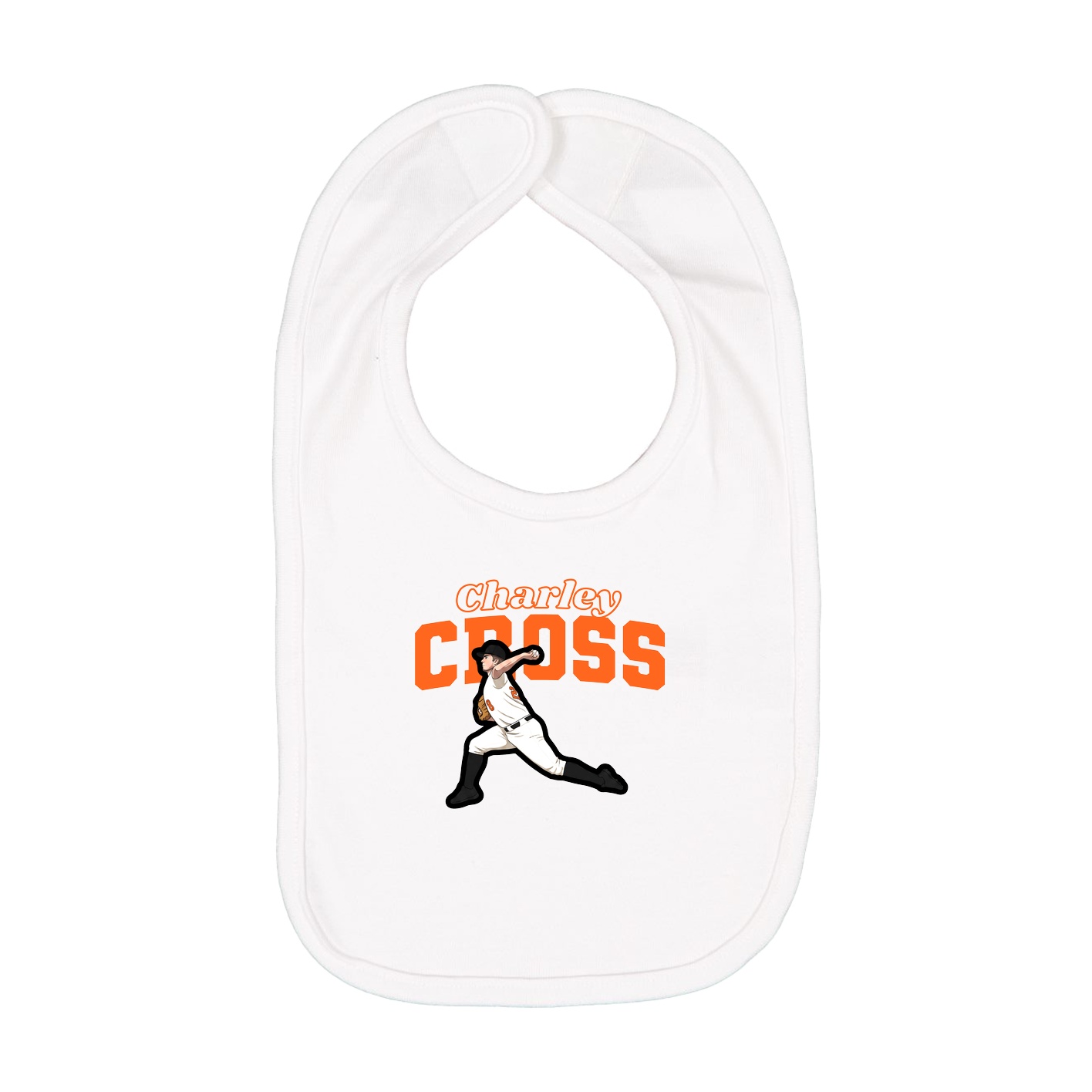 Infant Bib — Name Arch in White