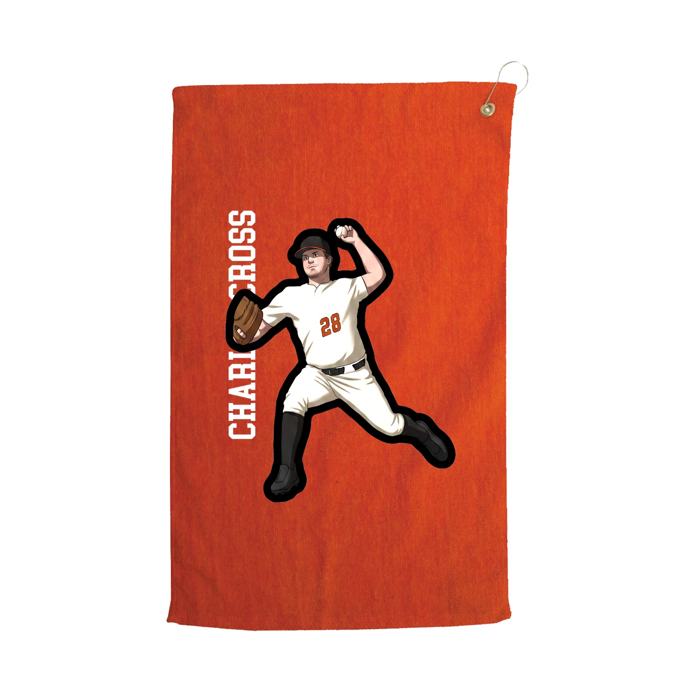 Golf Towel — Name Vertical in Orange