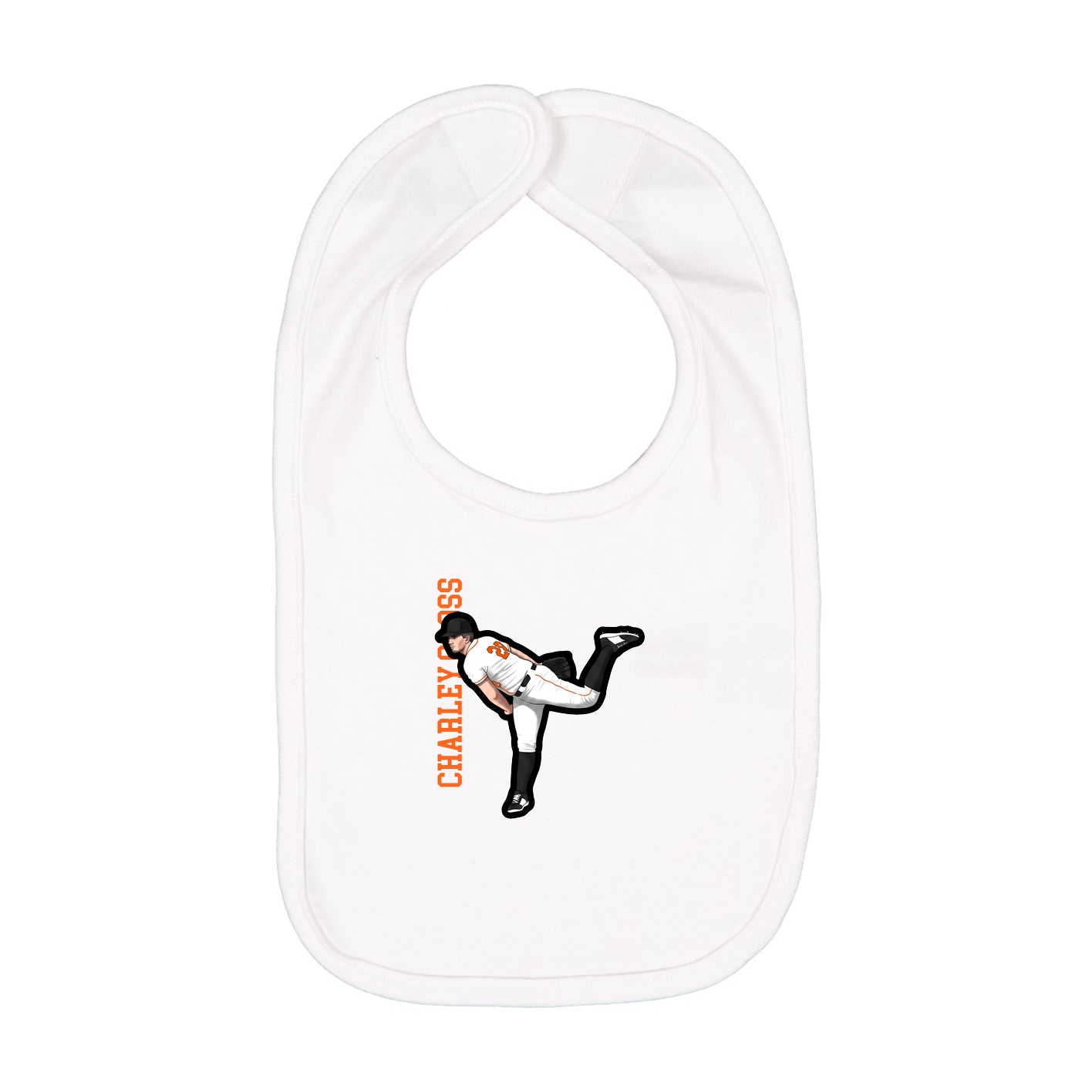 Infant Bib — Name Vertical in White
