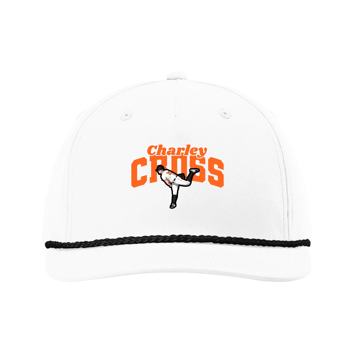Five-Panel Classic Rope Cap — Signature Arch in White
