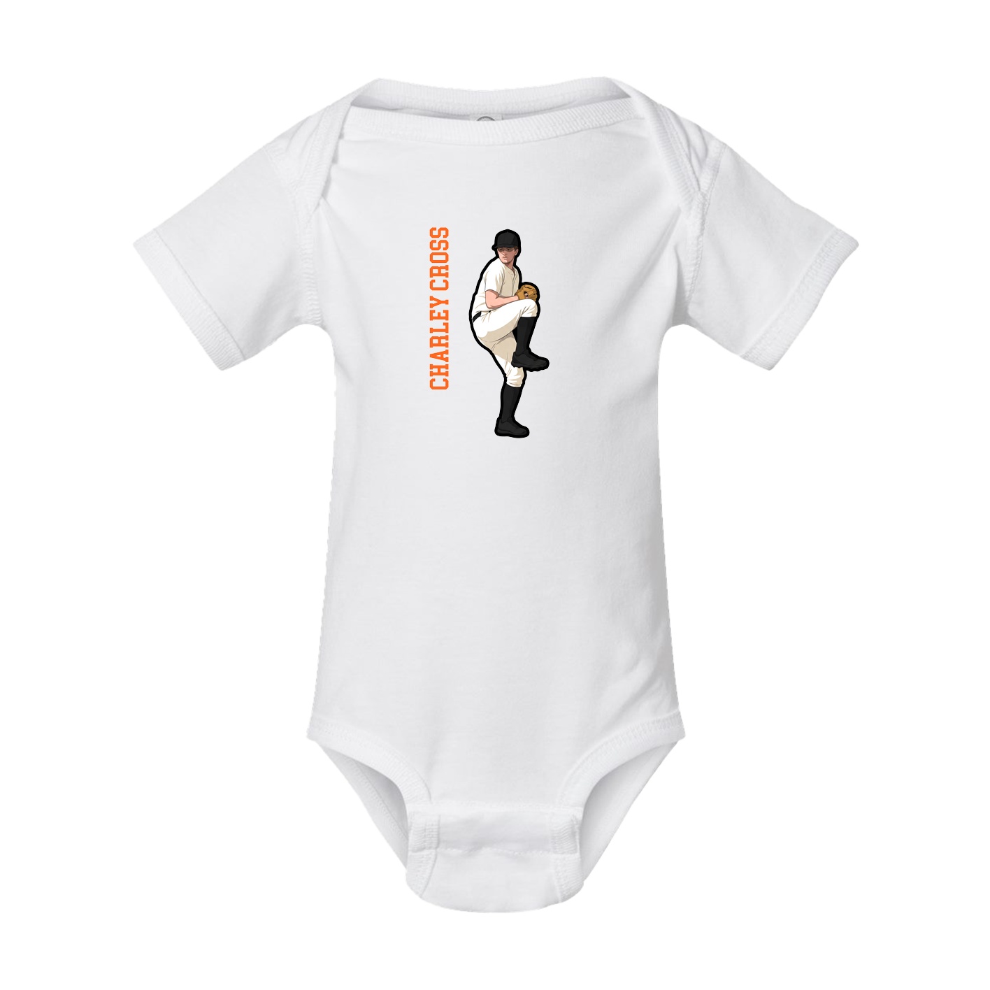 Baby Onesie — Name Vertical in White
