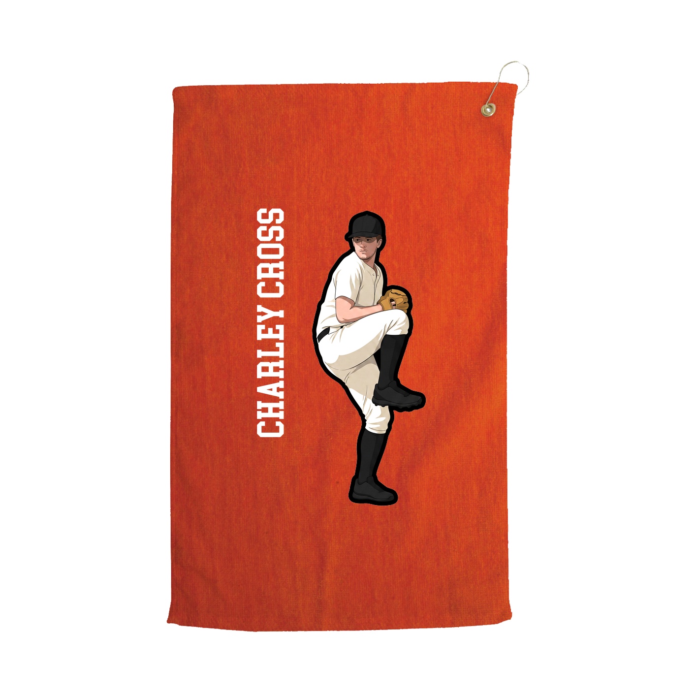 Golf Towel — Name Vertical in Orange