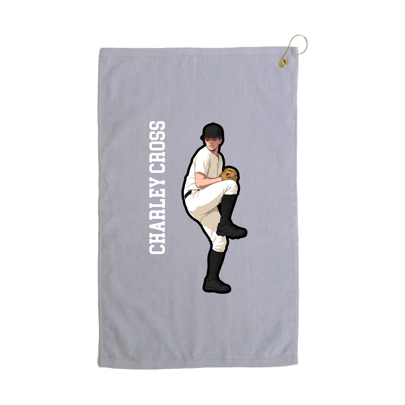 Golf Towel — Name Vertical in Grey