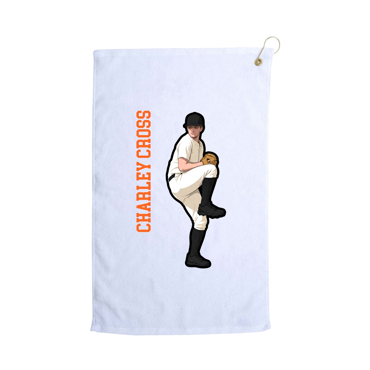 Golf Towel — Name Vertical in White