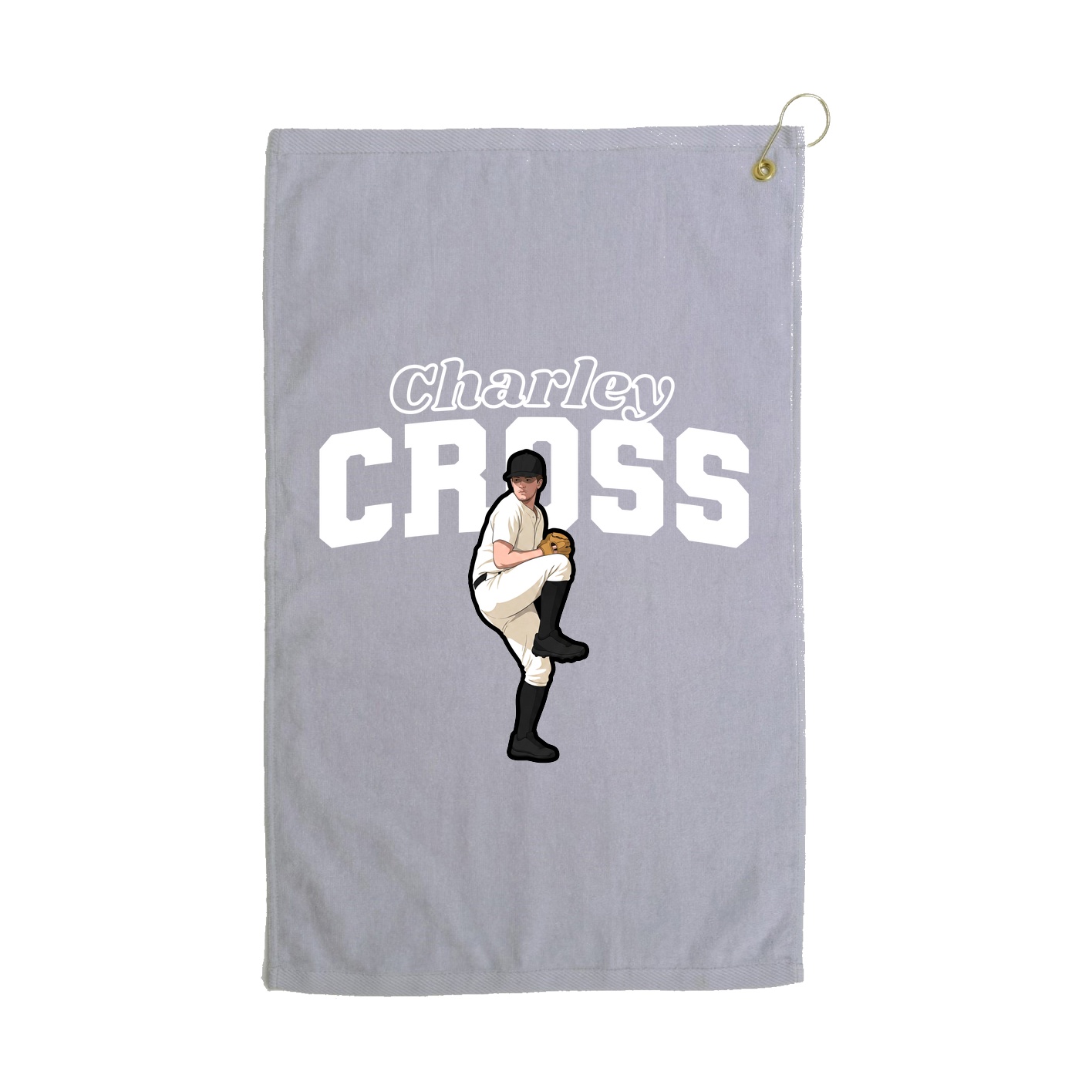 Golf Towel — Name Arch in Grey
