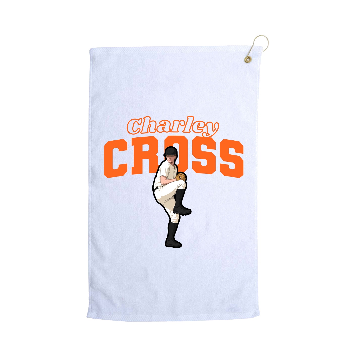 Golf Towel — Name Arch in White