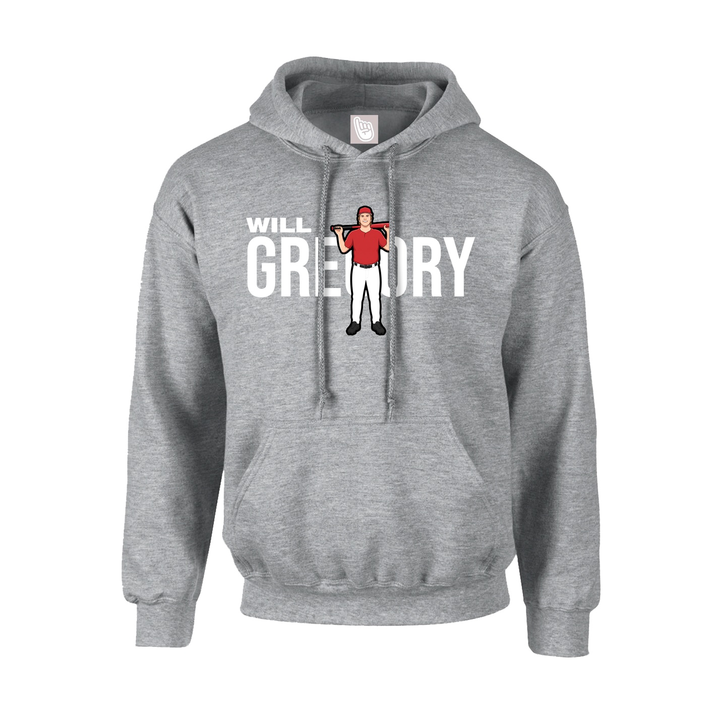 Hoodie — Player Name in Grey