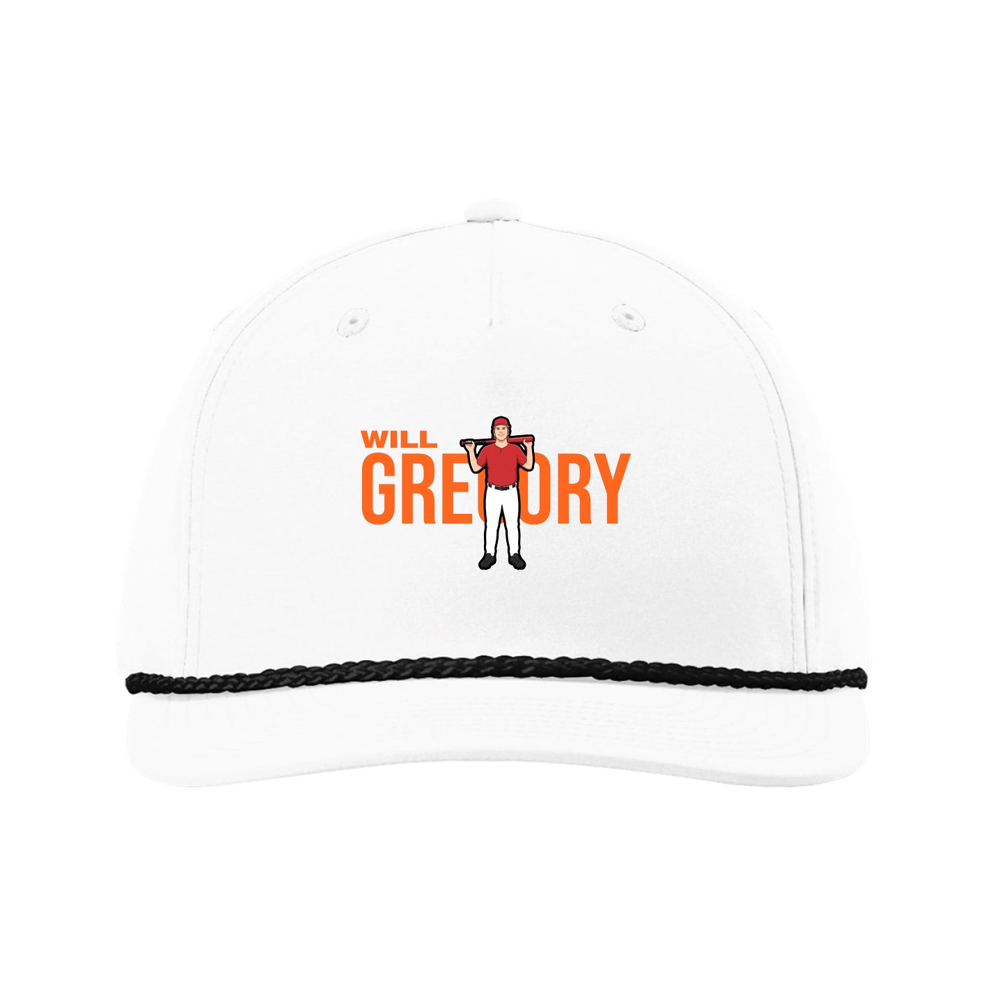 Five-Panel Classic Rope Cap — Player Name in White