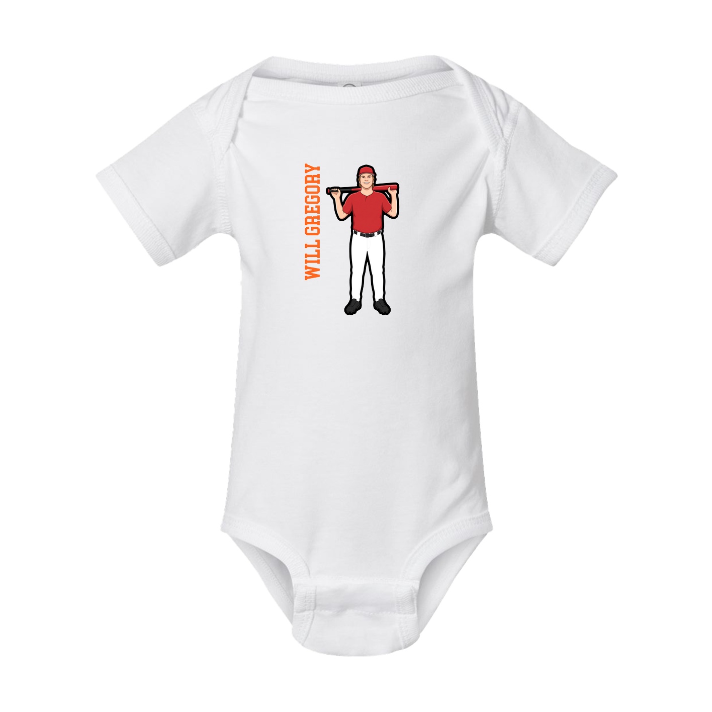 Baby Onesie — Name Vertical in White